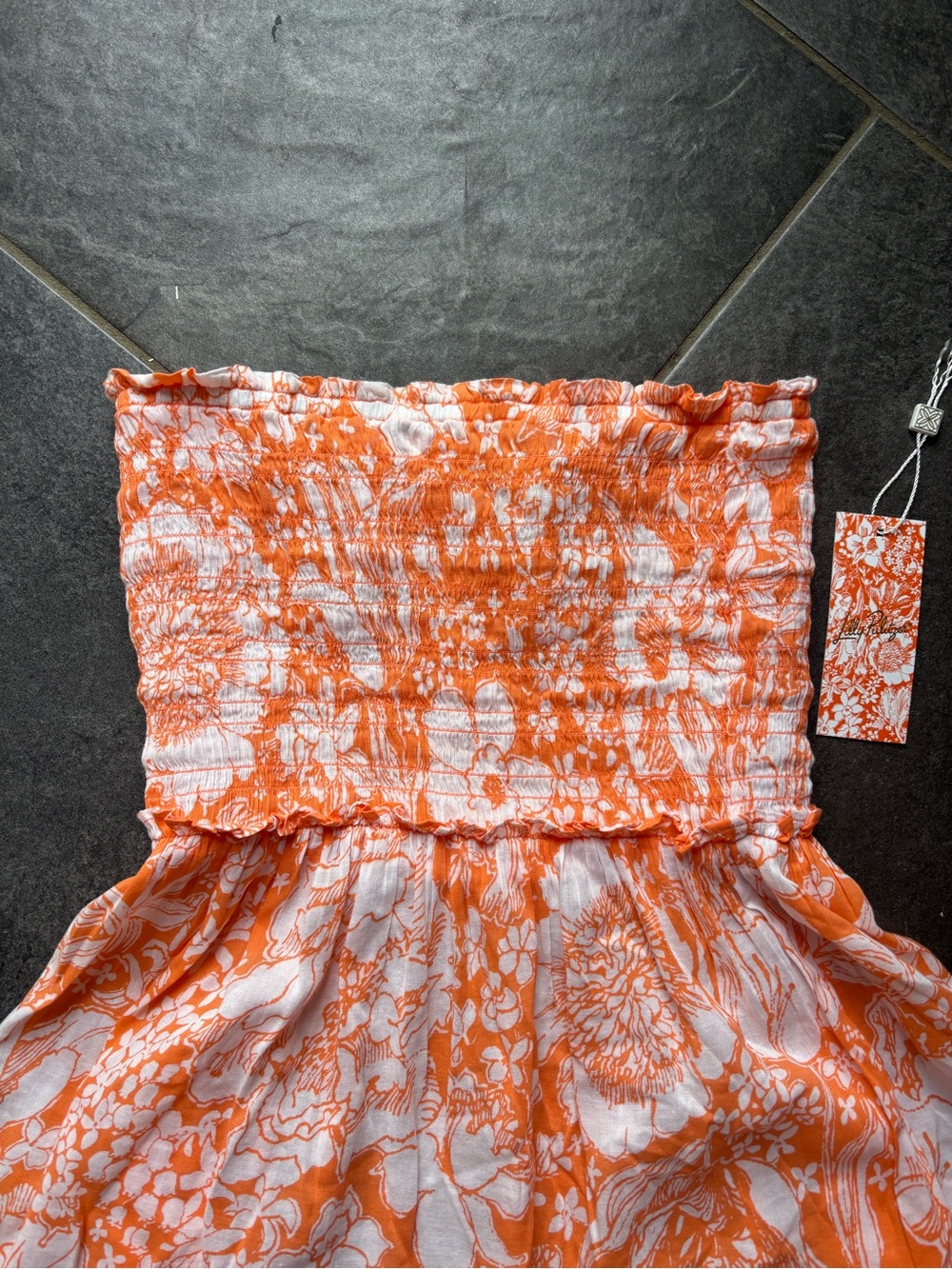 Lilly Pulitzer Strapless Coral Floral Maxi Dress - Picture 3 of 9